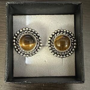 Elegant Tiger Eye Stud Earrings